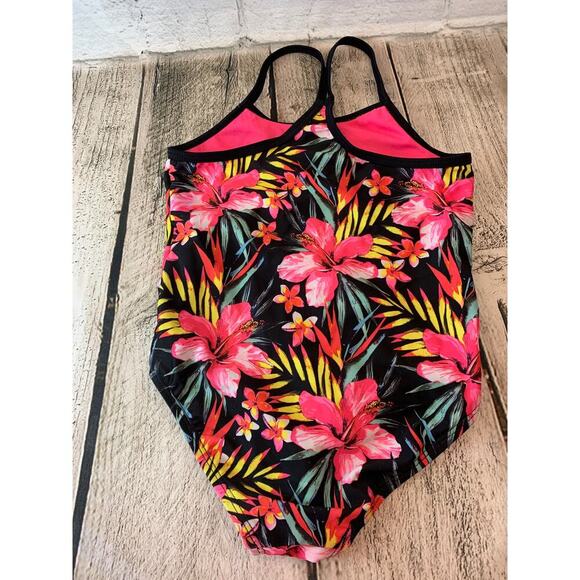 HURLEY Girl’s Tropical One Piece Racerback Swimsuit / Size: 4 - Picture 2 of 4
